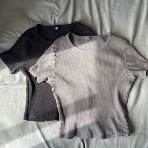 Uniqlo Cropped Tops! Gray and Black